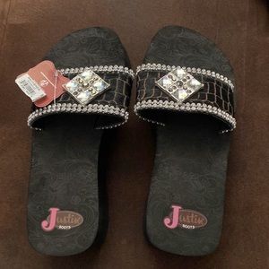 Justin Boots flip flops.